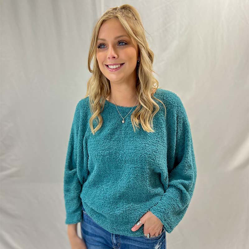 Long Sleeve Fuzzy Cocoon Top