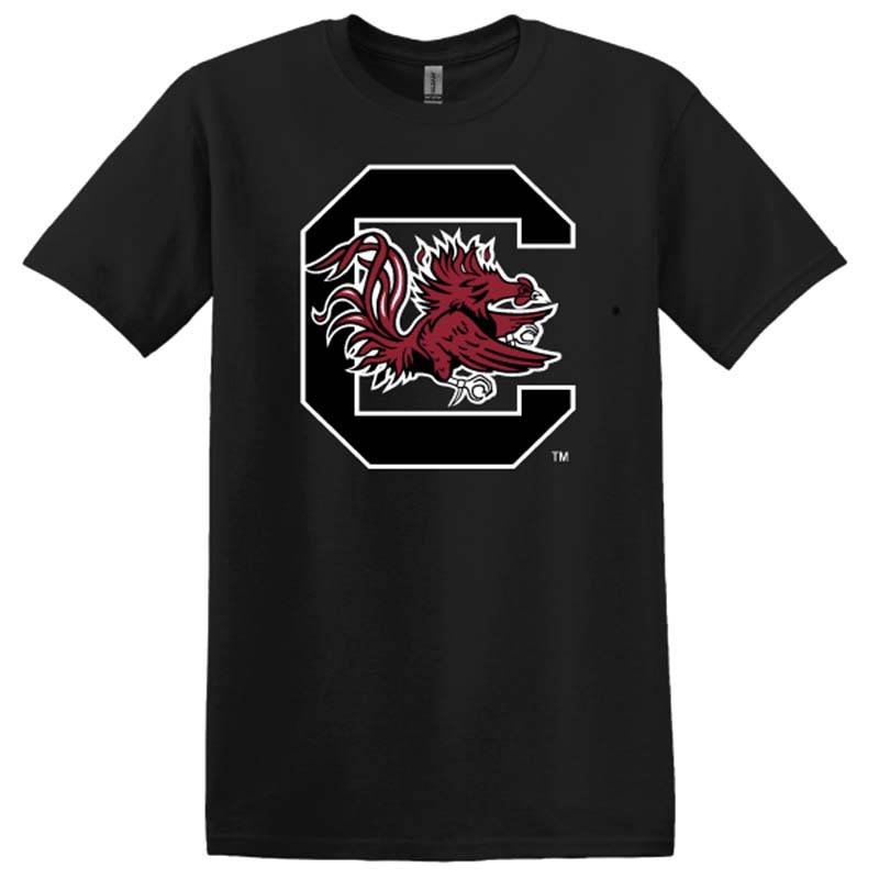 USC Block C Black Short Sleeve T-Shirt
