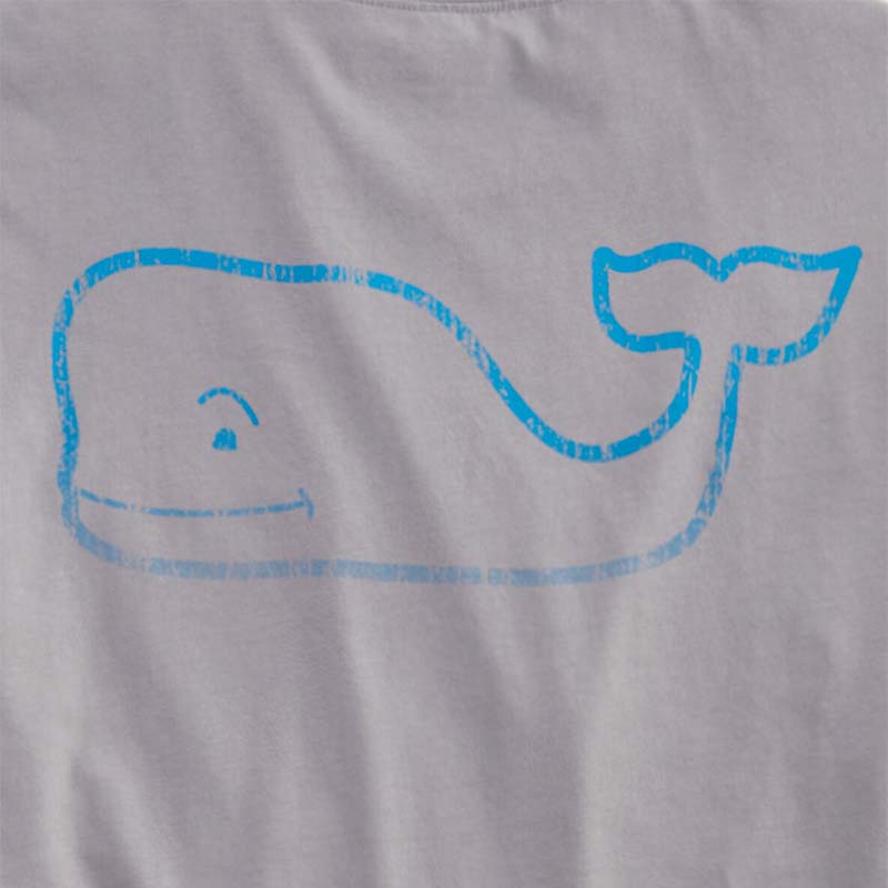 Faded Vintage Whale Short Sleeve T-Shirt in grey logo up close