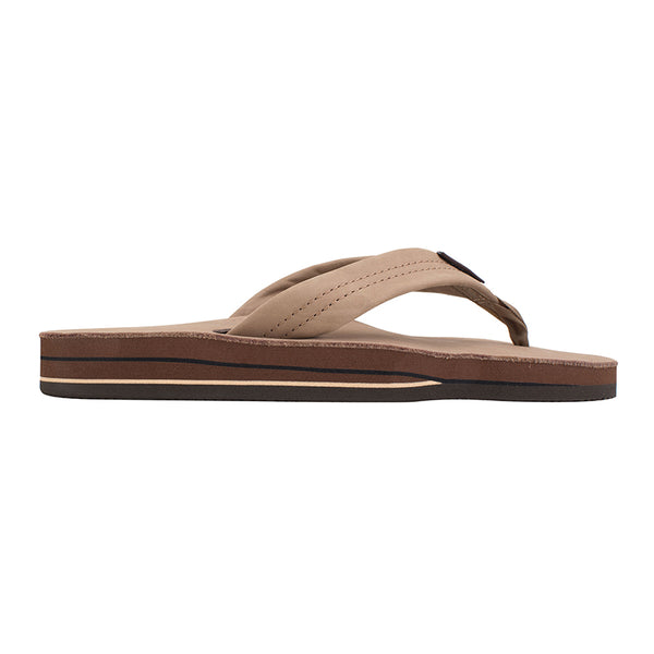 Rainbow Men's Double Layer Sandals in Dark Brown