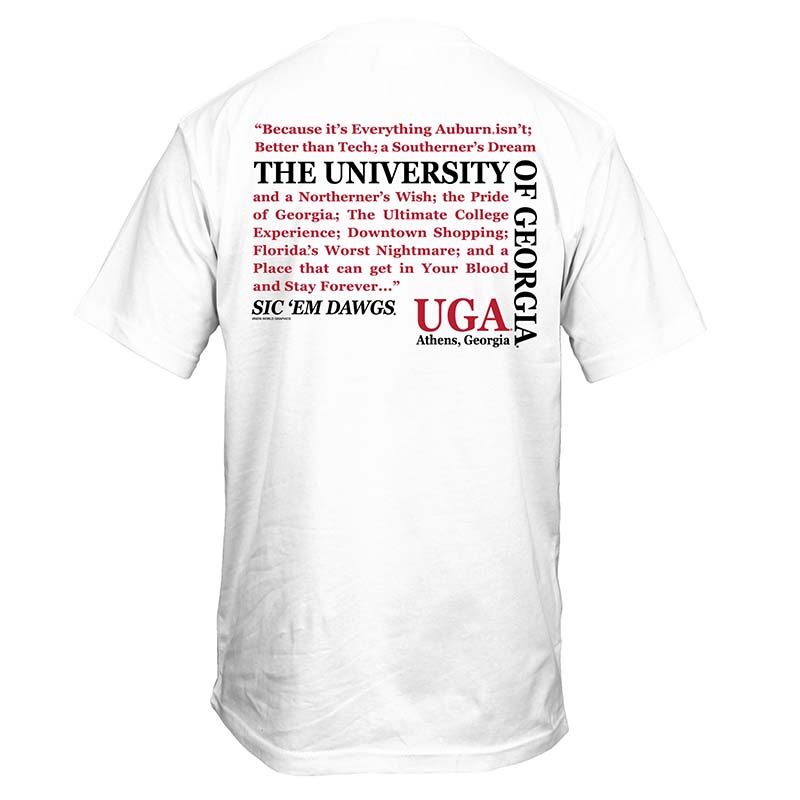 UGA White Straight Short Sleeve T-Shirt