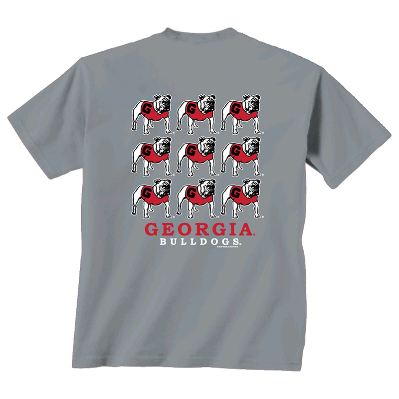 UGA Repeating Bulldog Grey Short Sleeve T-Shirt