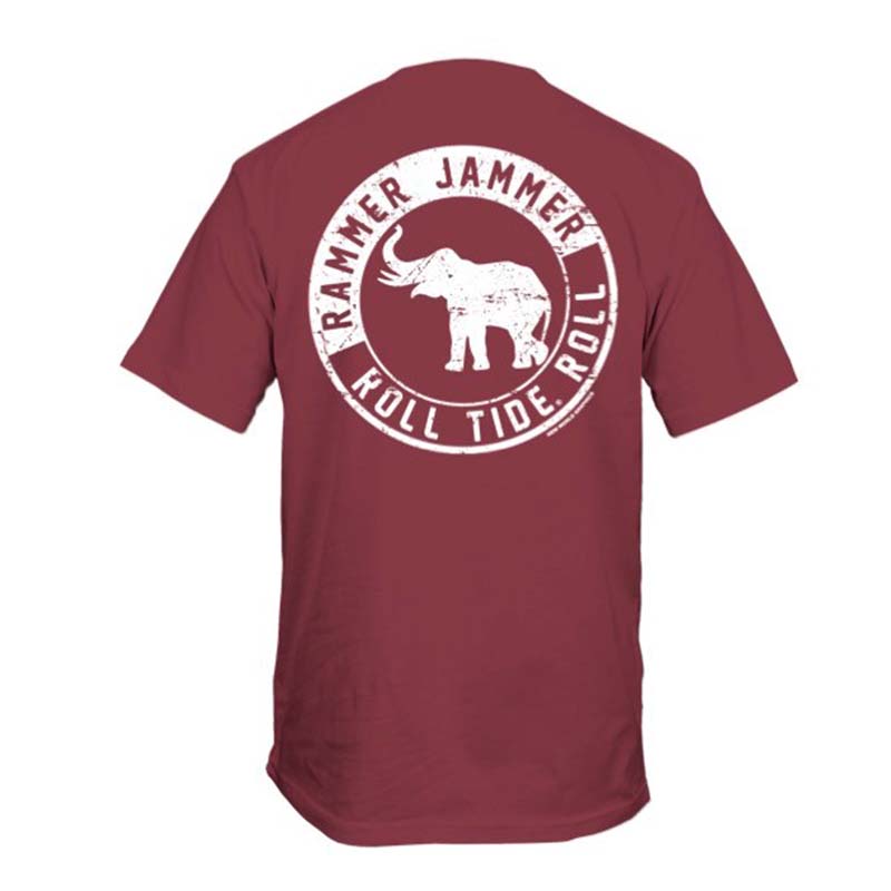 Alabama Silhouette Short Sleeve T-Shirt back view with elephant in the logo