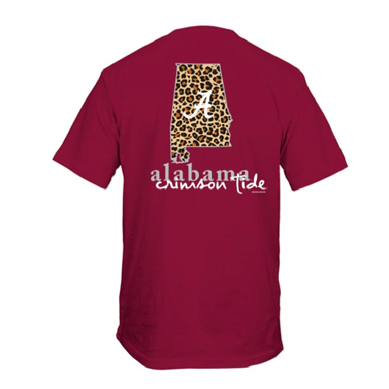 Alabama Cheetah Print Red Short Sleeve T-Shirt