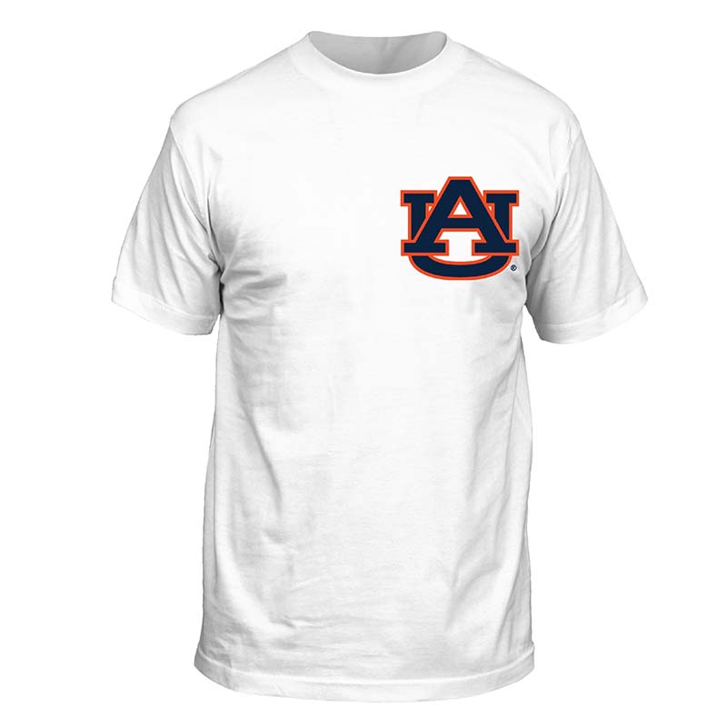 Auburn Retro Vertical Short Sleeve T-Shirt in White front