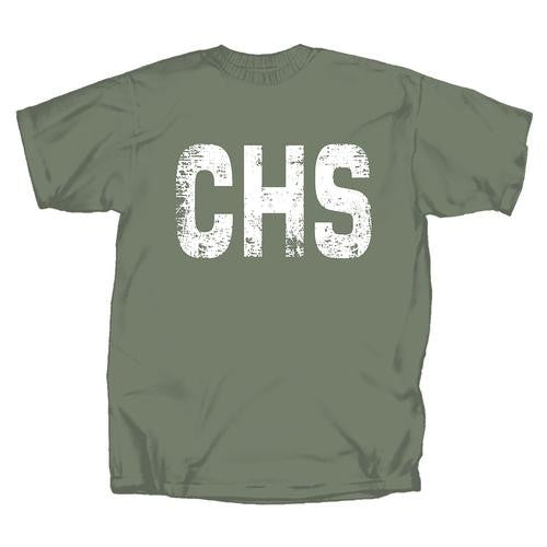 Distressed CHS Airport Code Short Sleeve T-Shirt in green