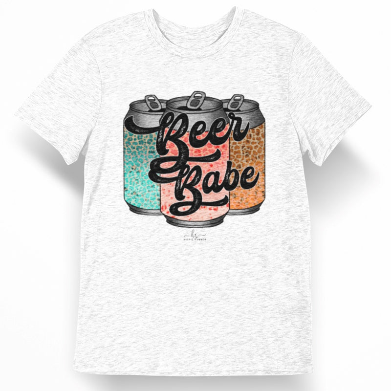Hippie Runner Beer Babe Leopard Cans Grey Short Sleeve T-Shirt