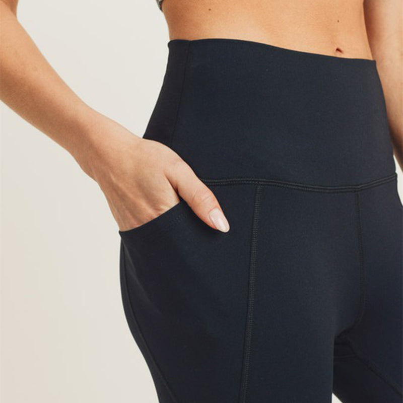 Tapered Band Essential Solid High-Waisted Leggings