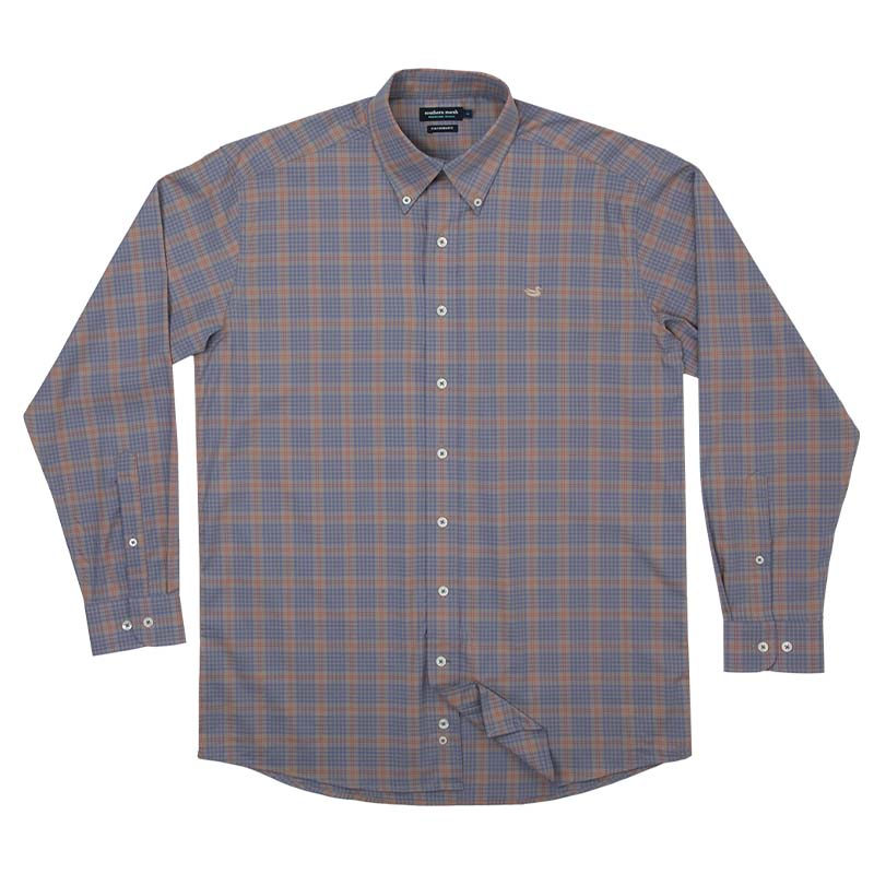 Calabash Performance Button Down Dress Shirt in Burnt Taupe and Mountain Purple