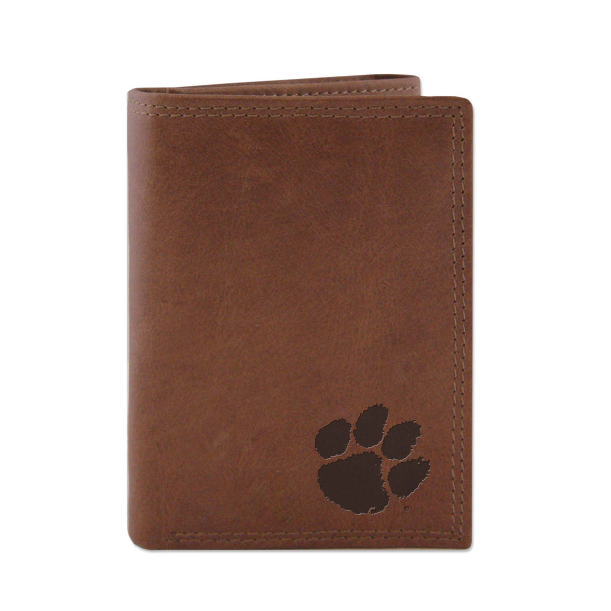 Clemson Embossed Leather Trifold