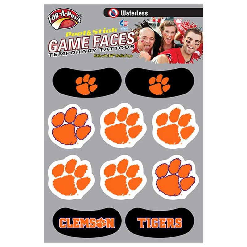 Clemson Game Face Combo Pack Face Decals