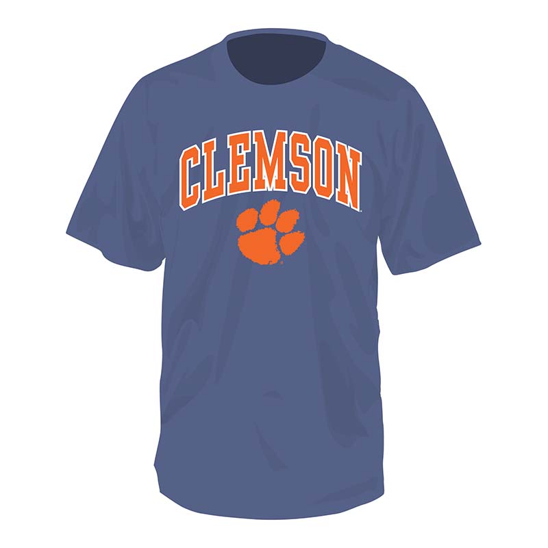 Clemson 2 Color Arch with Paw Short Sleeve T-Shirt