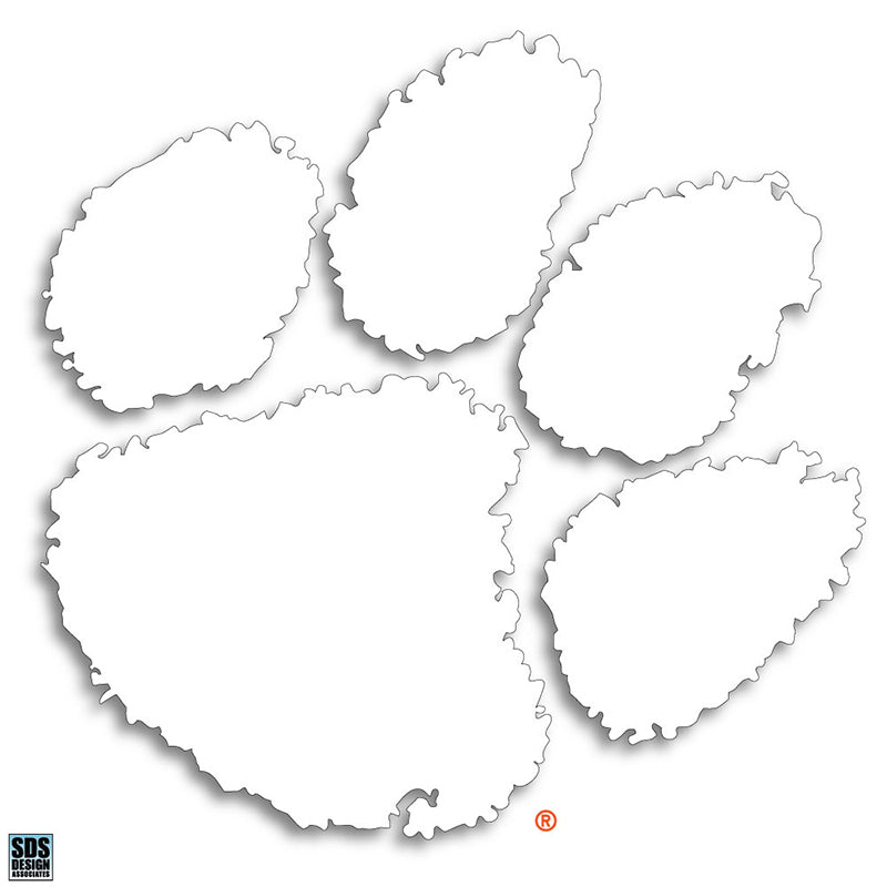 Clemson 6&quot; Paw Decal in white