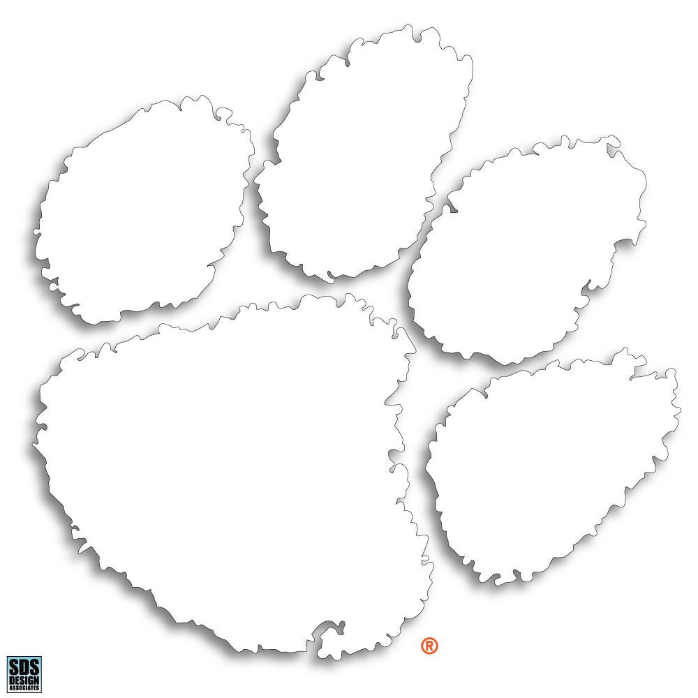 Clemson 12&quot; Paw Decal in white