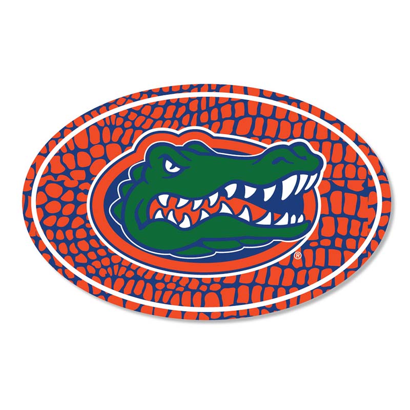 6" UF Gator Head With Reptile Scales Oval Decal