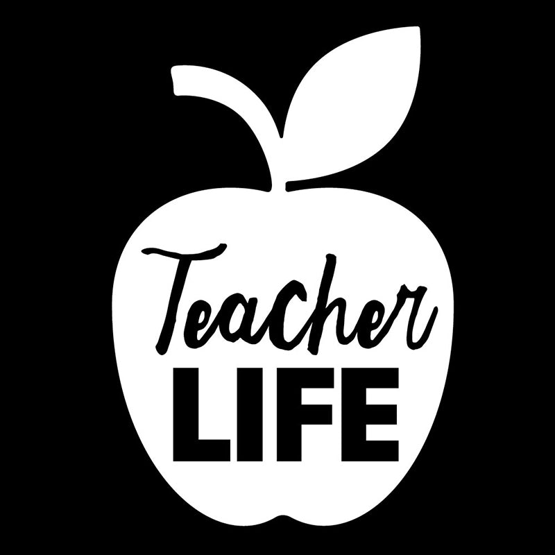 teacher life on white apple decal