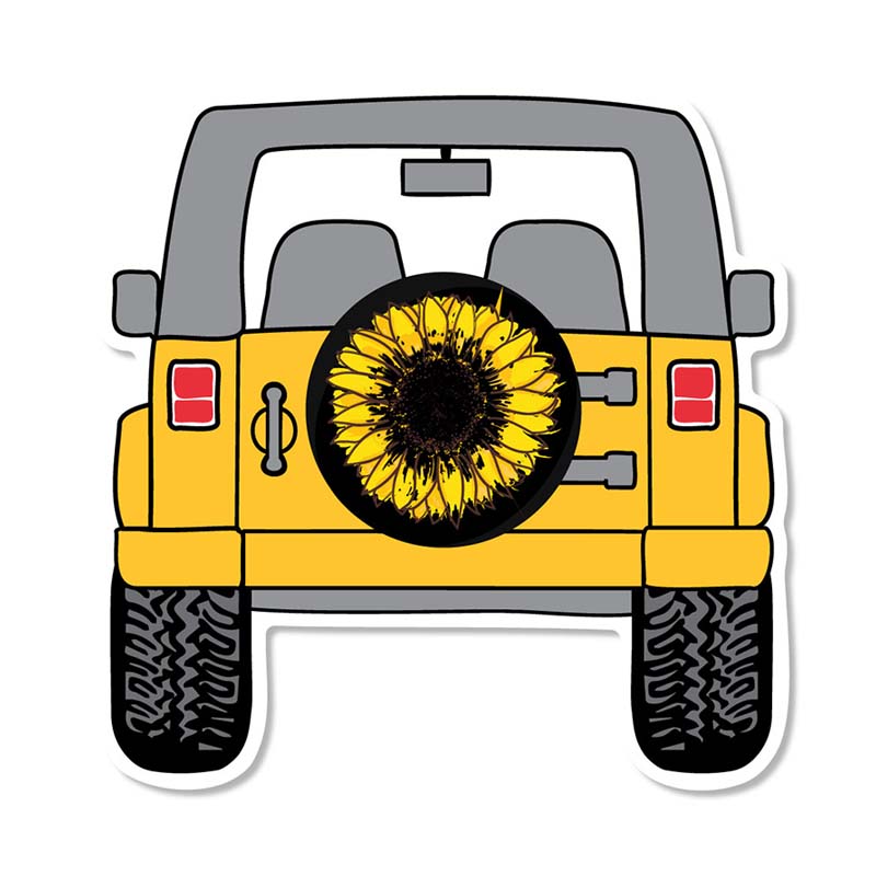 3 inch Sunflower Tire Cover Jeep Decal