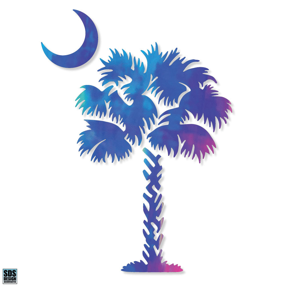Palmetto Tree 6 inch Decal blue irridescent