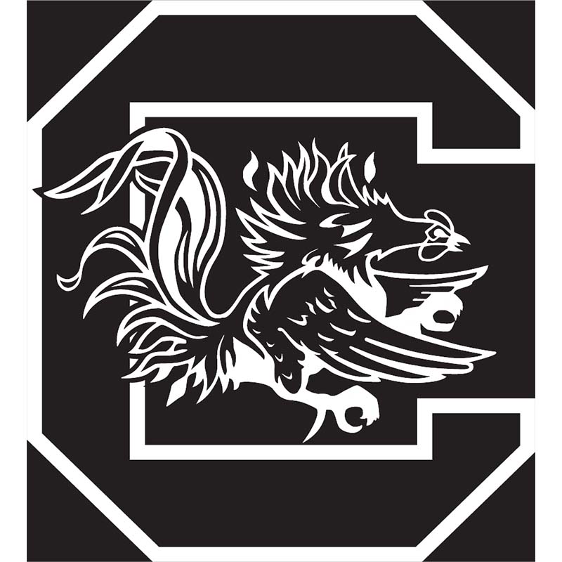 University of South Carolina 6&quot; Block C Decal with Gamecock in Black and White