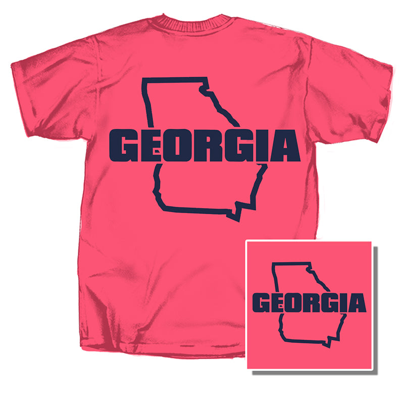 Block Georgia Short Sleeve T-Shirt in coral with navy logo