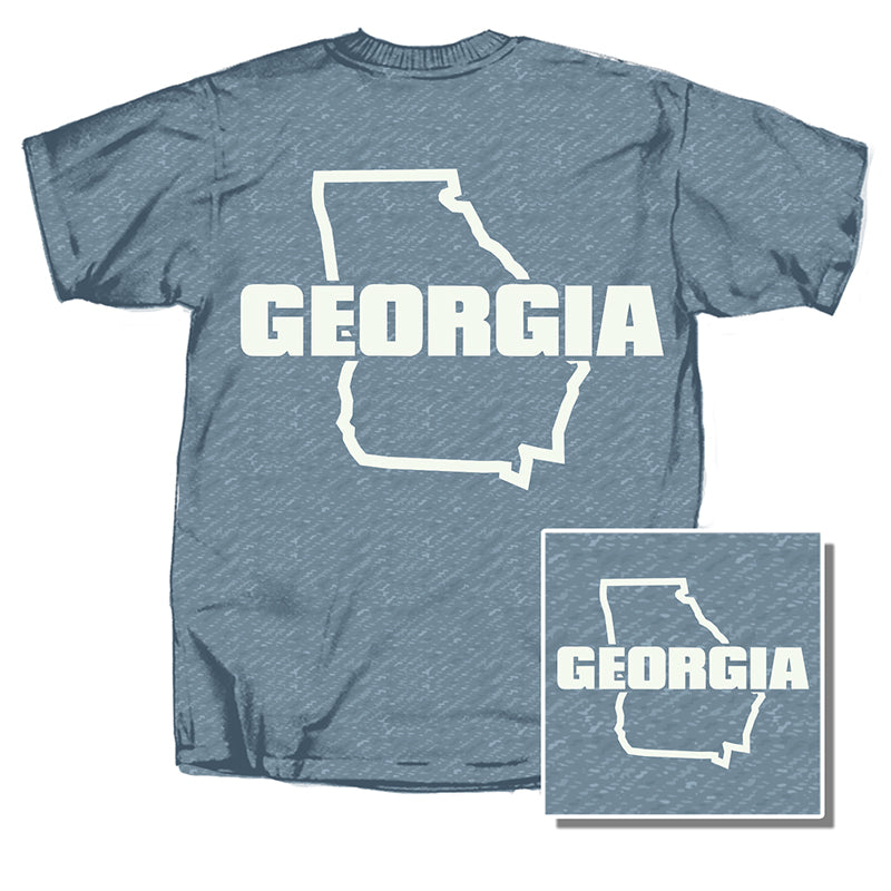 Block Georgia Short Sleeve T-Shirt in heather indigo with white logo