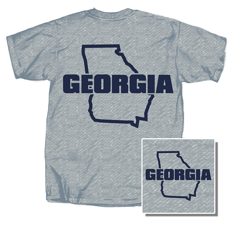 Block Georgia Short Sleeve T-Shirt in sport grey with navy logo