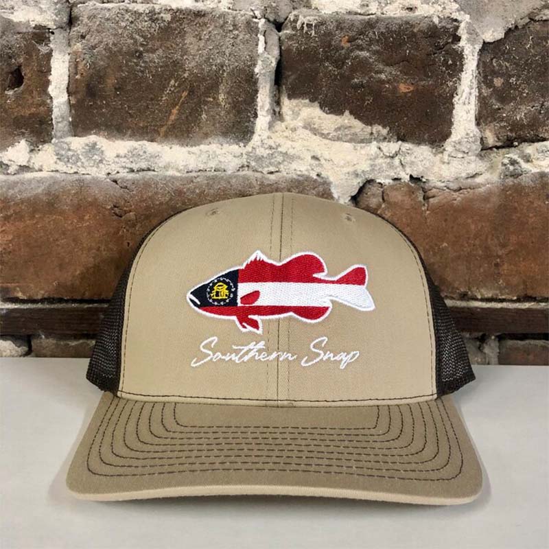GA Flag Large Mouth Bass Embroidered Hat