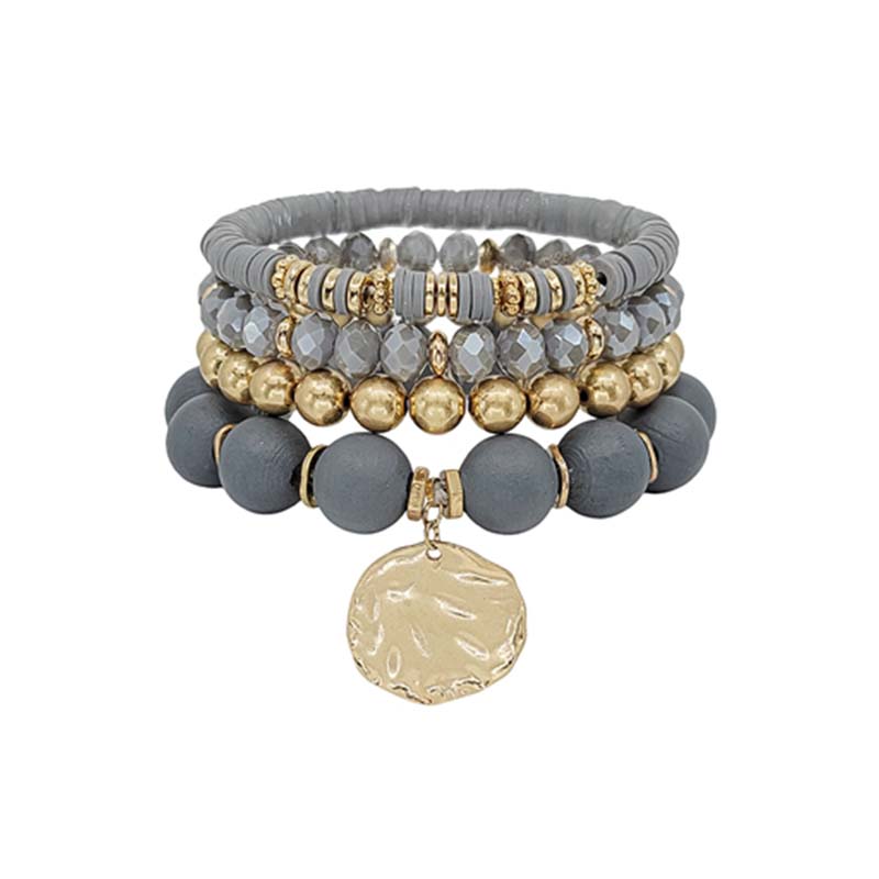 4 Layer Wood Coin Bracelet