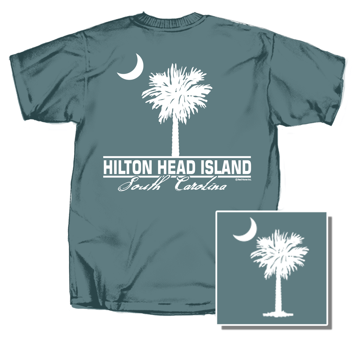Hilton Head Island Palm Front and Back Short Sleeve T-Shirt