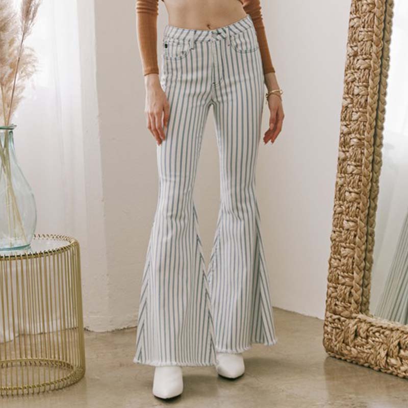 The High Rise Super Striped Flare Jeans