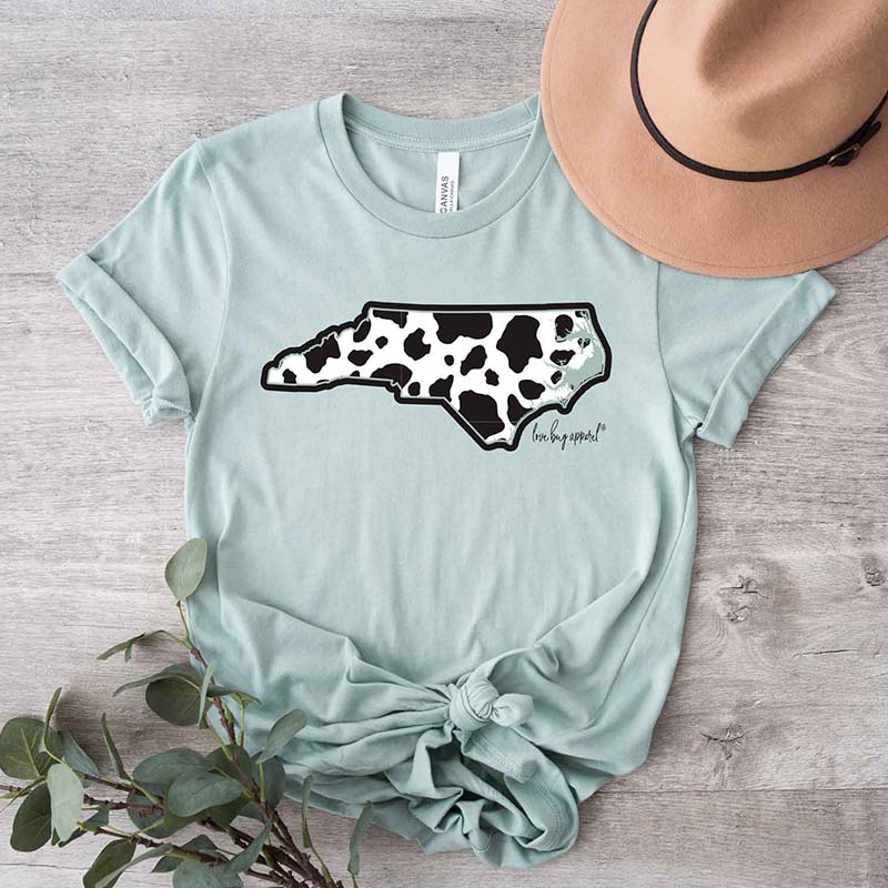 North Carolina Cow Print State Short Sleeve T-Shirt