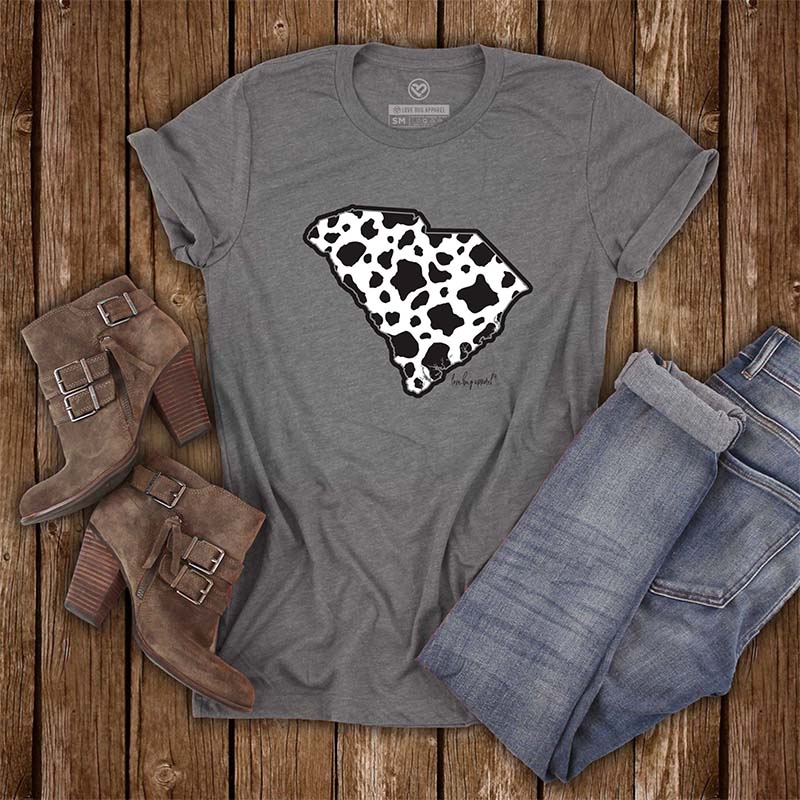 South Carolina Cow Print State Short Sleeve T-Shirt