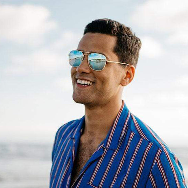 Knockaround Gold and Sky Blue Sunglasses