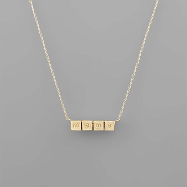 Gold Block Mama Necklace