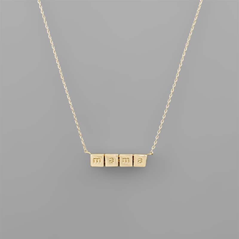 Gold Block Mama Necklace