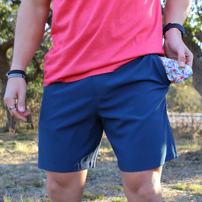 Men&#39;s Performance Shorts in Navy and Parrot