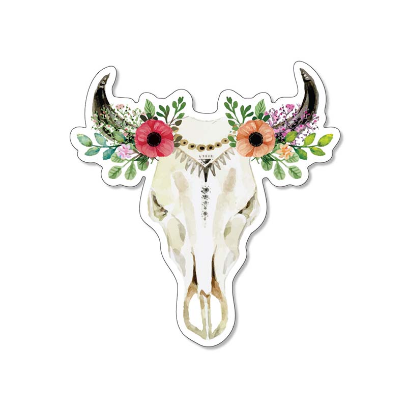 3&quot; Floral Steer Head Decal
