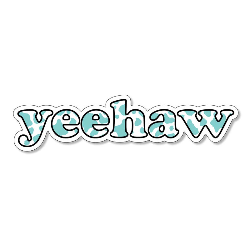 3" Yeehaw with Cow Print Fill Decal