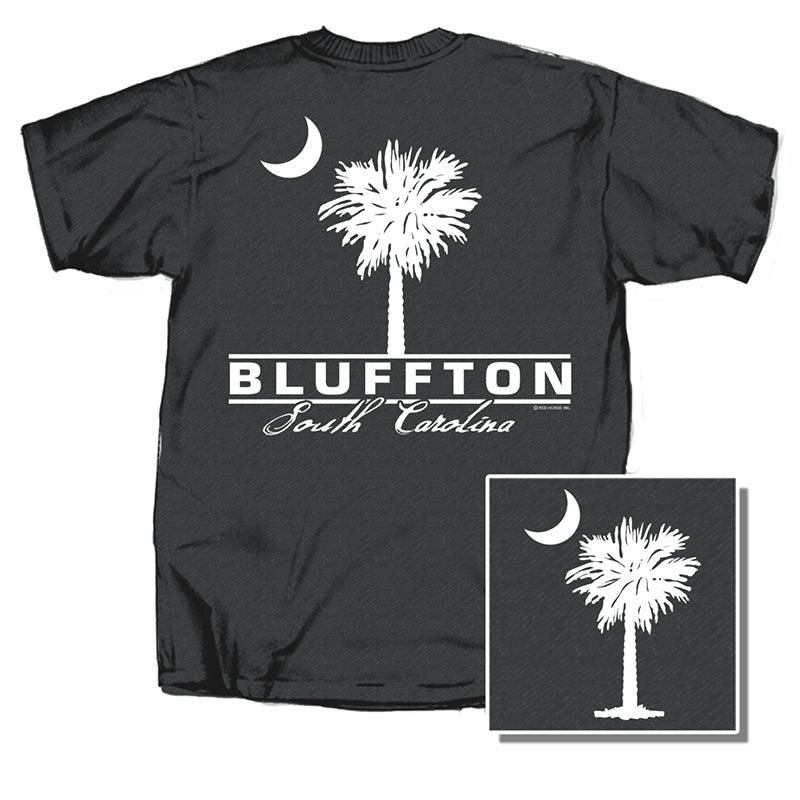 Bluffton Palm Short Sleeve T-Shirt in dark grey