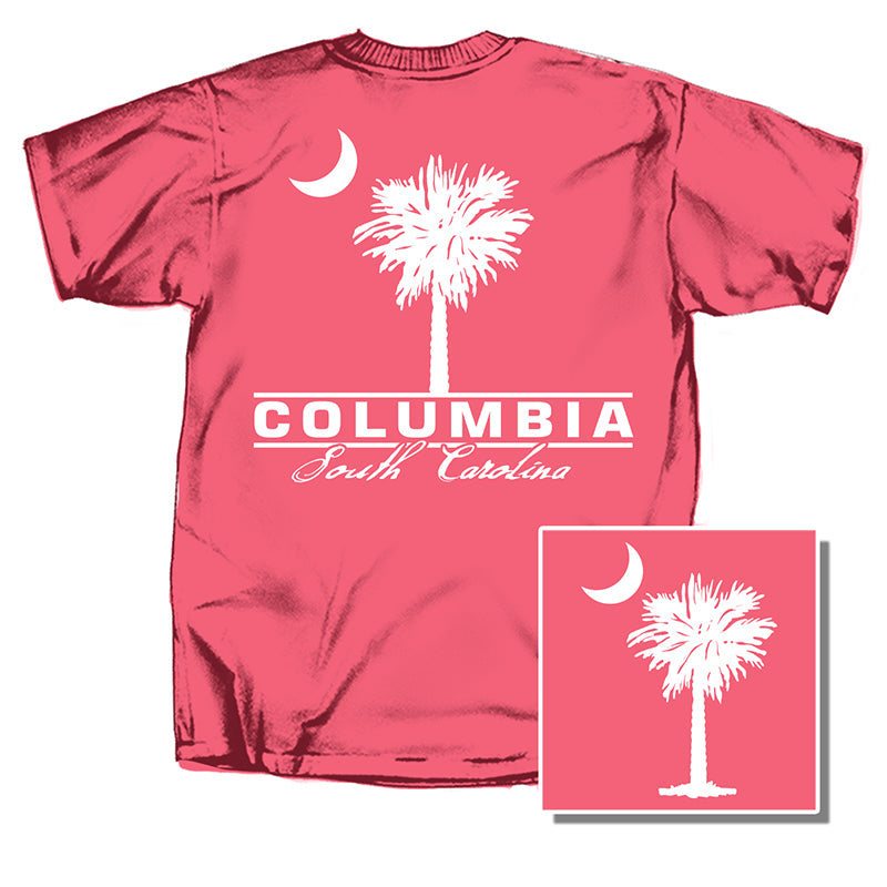 Columbia Palm Short Sleeve T-Shirt in coral with white logo