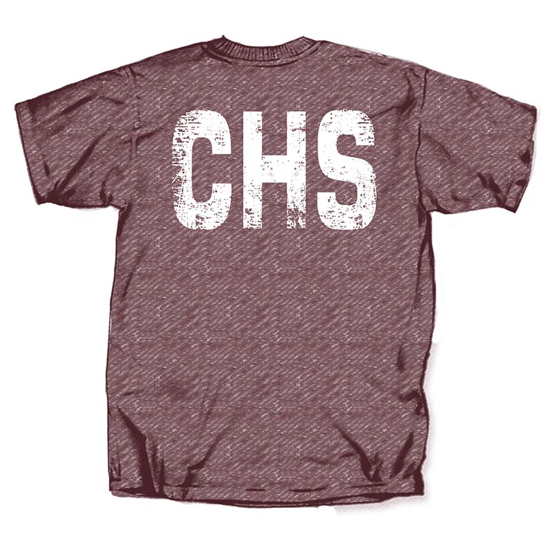 Distressed CHS Airport Code Short Sleeve T-Shirt in red