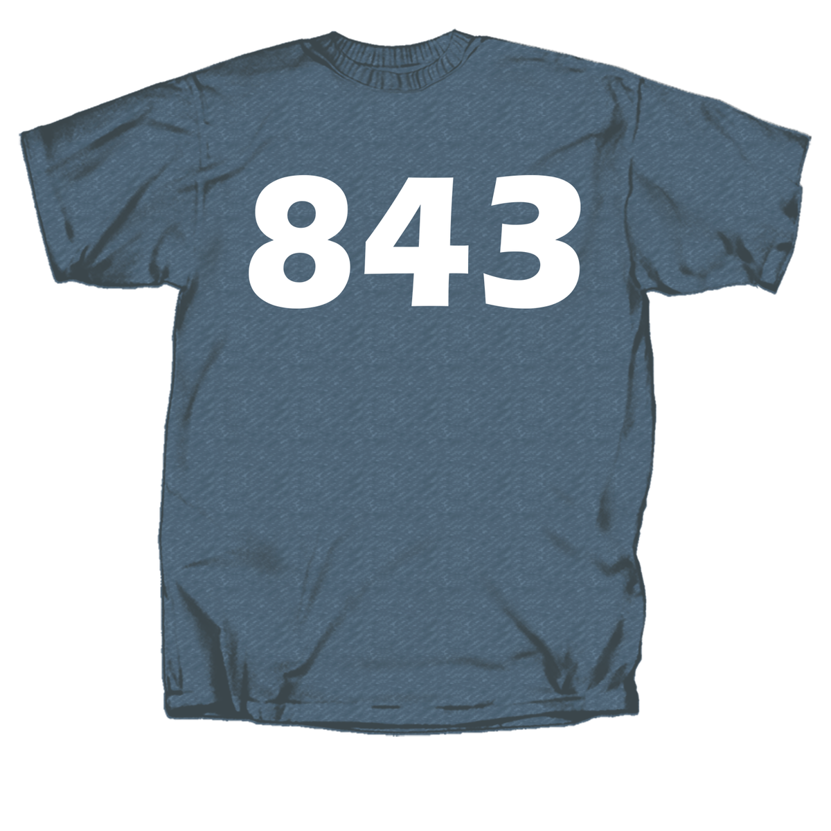 Navy 843 Charleston Area Code Southern T-Shirt Palmetto Moon
