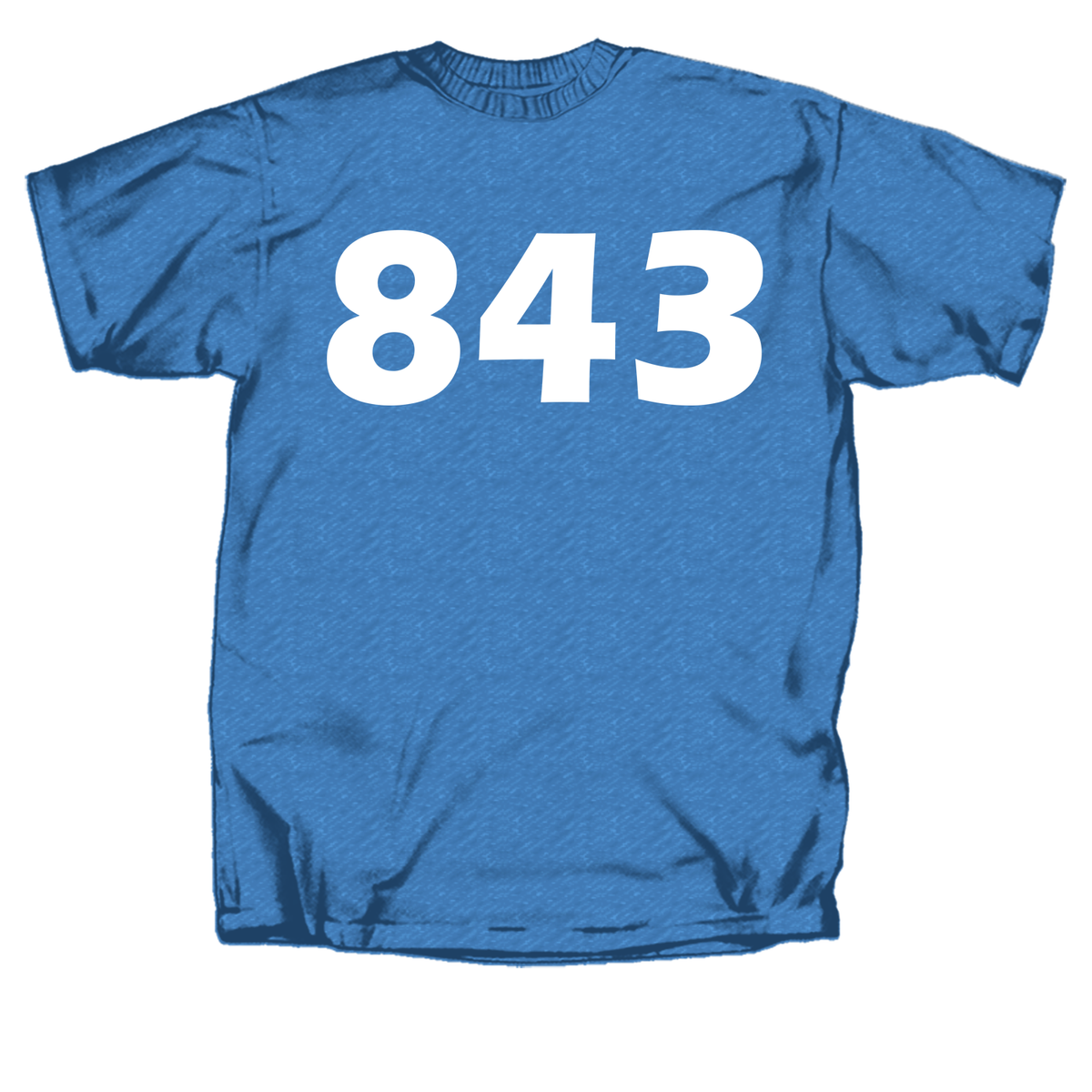 Blue 843 Charleston Area Code Southern T-Shirt Palmetto Moon