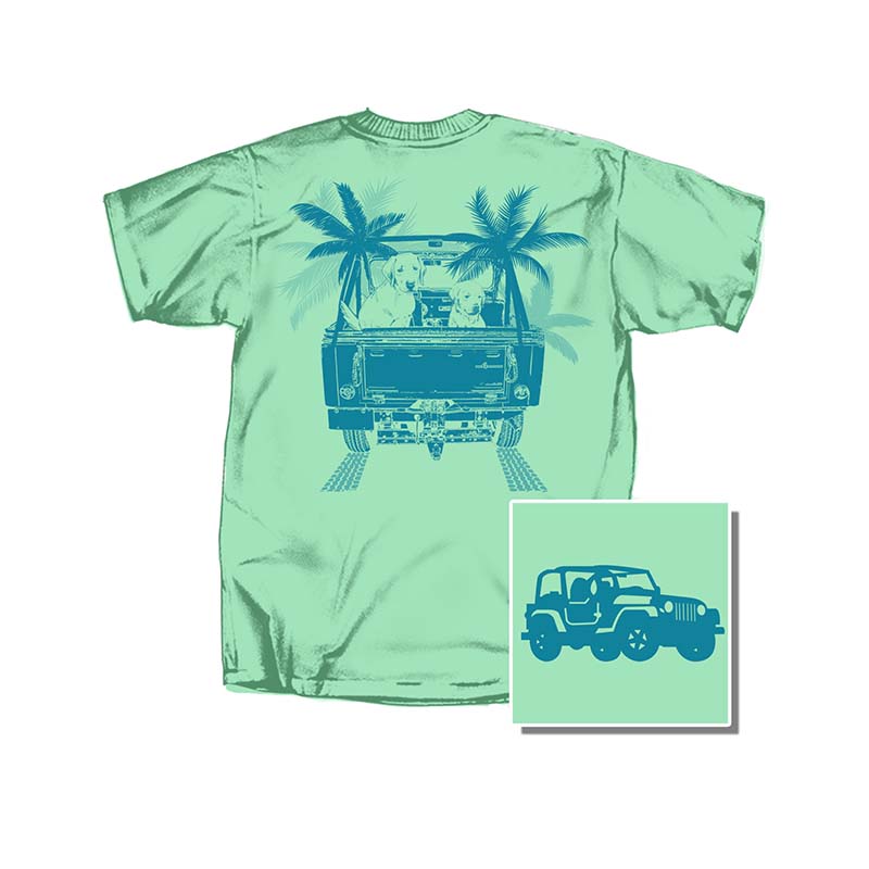 Mint Jeep with Puppies short sleeve t-shirt