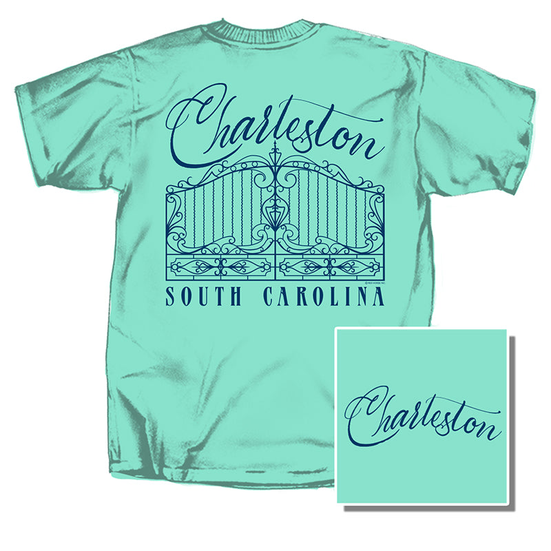 Charleston Gate Short Sleeve T-Shirt in mint with navy writing