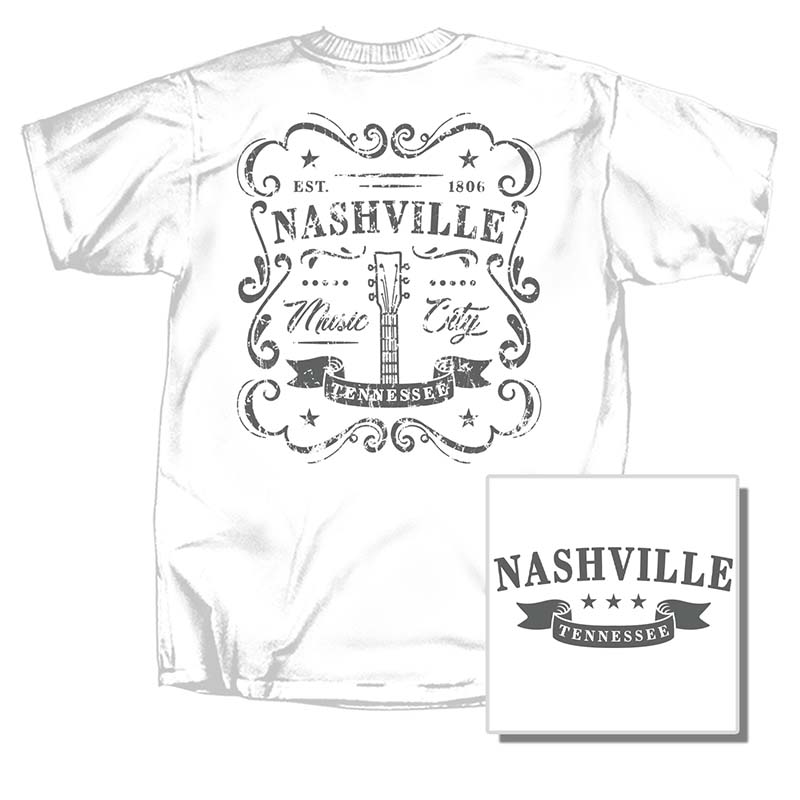 Nashville Music City Label Short Sleeve T-Shirt