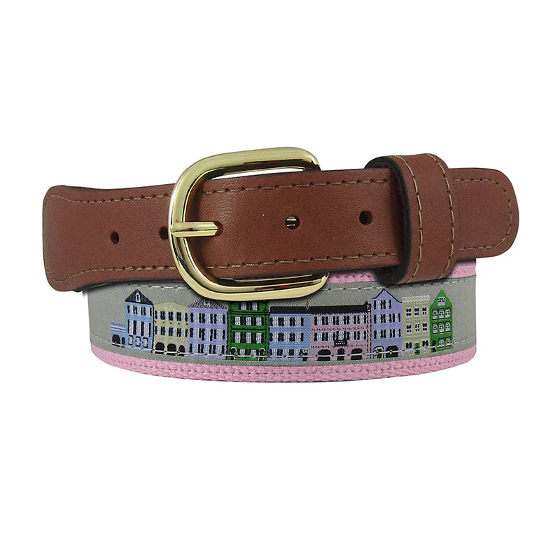Rainbow Rom Ribbon Belt in Grey and Pink