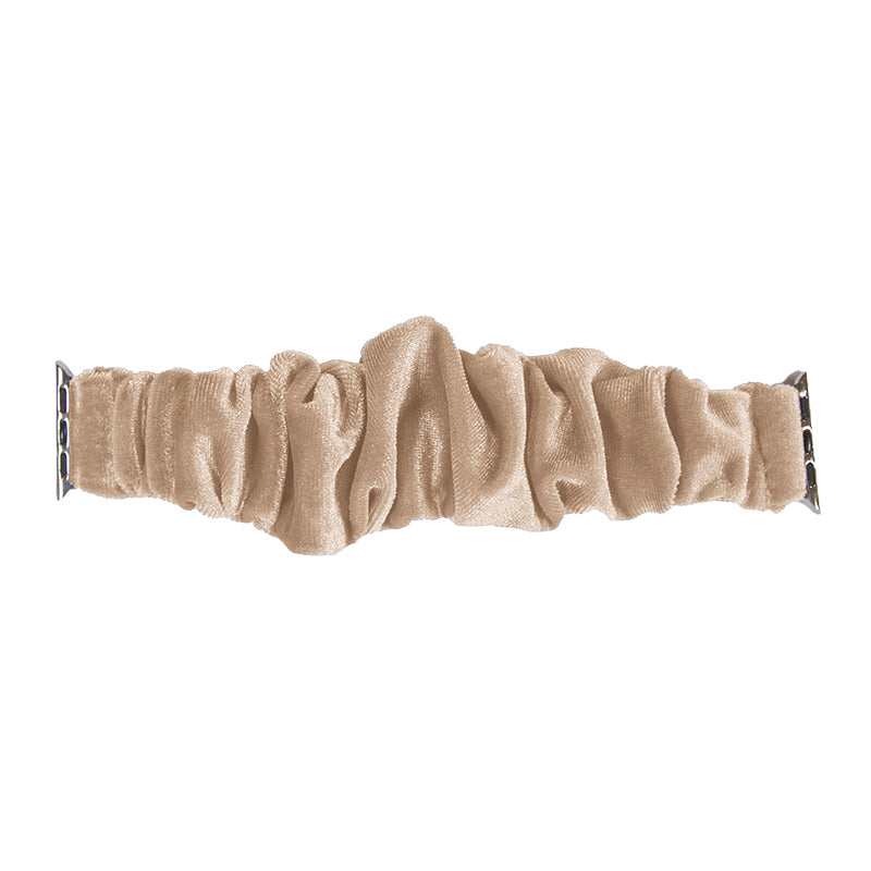Solid Velvet Scrunchie Apple Watch Band in beige