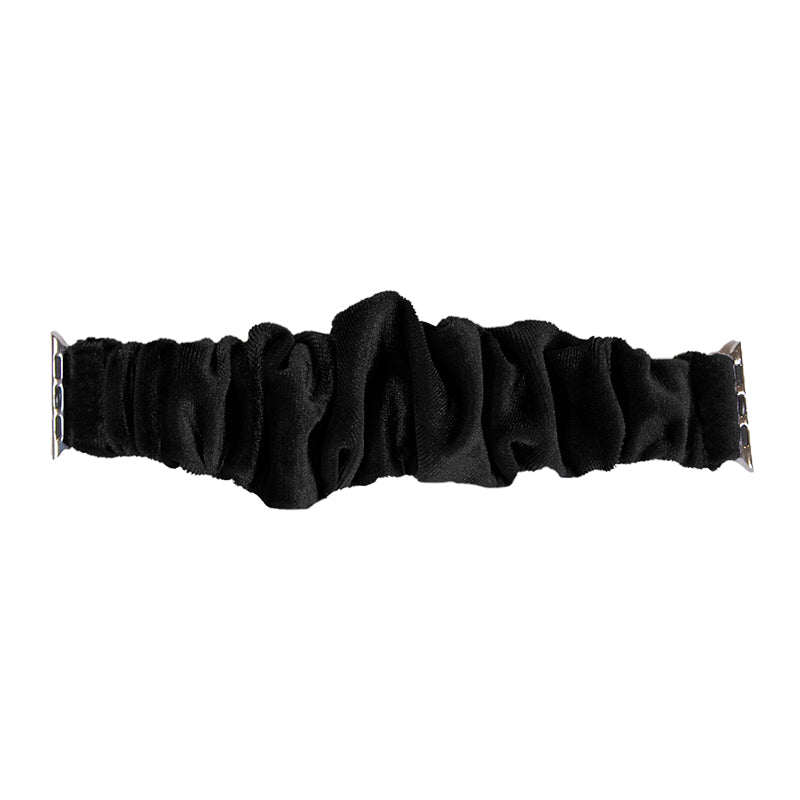 Solid Velvet Scrunchie Apple Watch Band in black