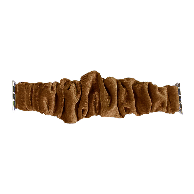 Solid Velvet Scrunchie Apple Watch Band in brown